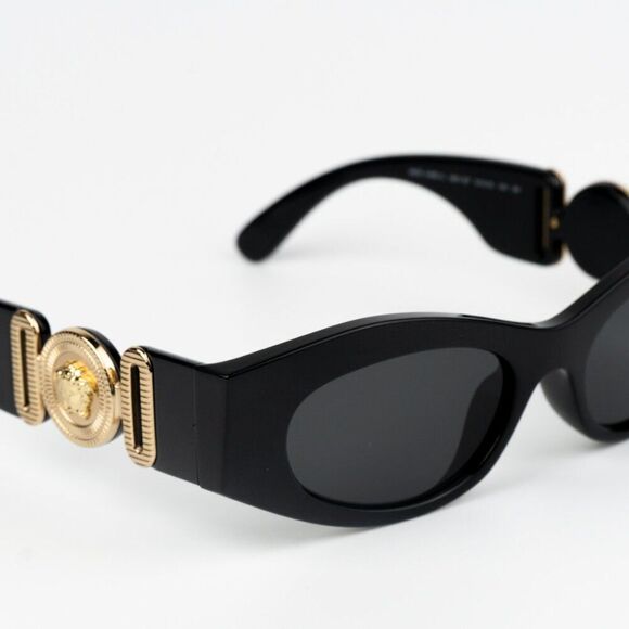 NEW Versace VE4480U GB1/87 Black Gold Dark Grey Oval Unisex Sunglasses main image 6